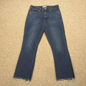 Made and Loved Loft The Kick Crop Jeans Womens 28/6 Blue Raw Hem